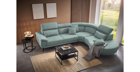 ECKSOFA Mintgrün Velours - Schwarz/Mintgrün, Design, Textil/Metall (299/264cm) - Novel