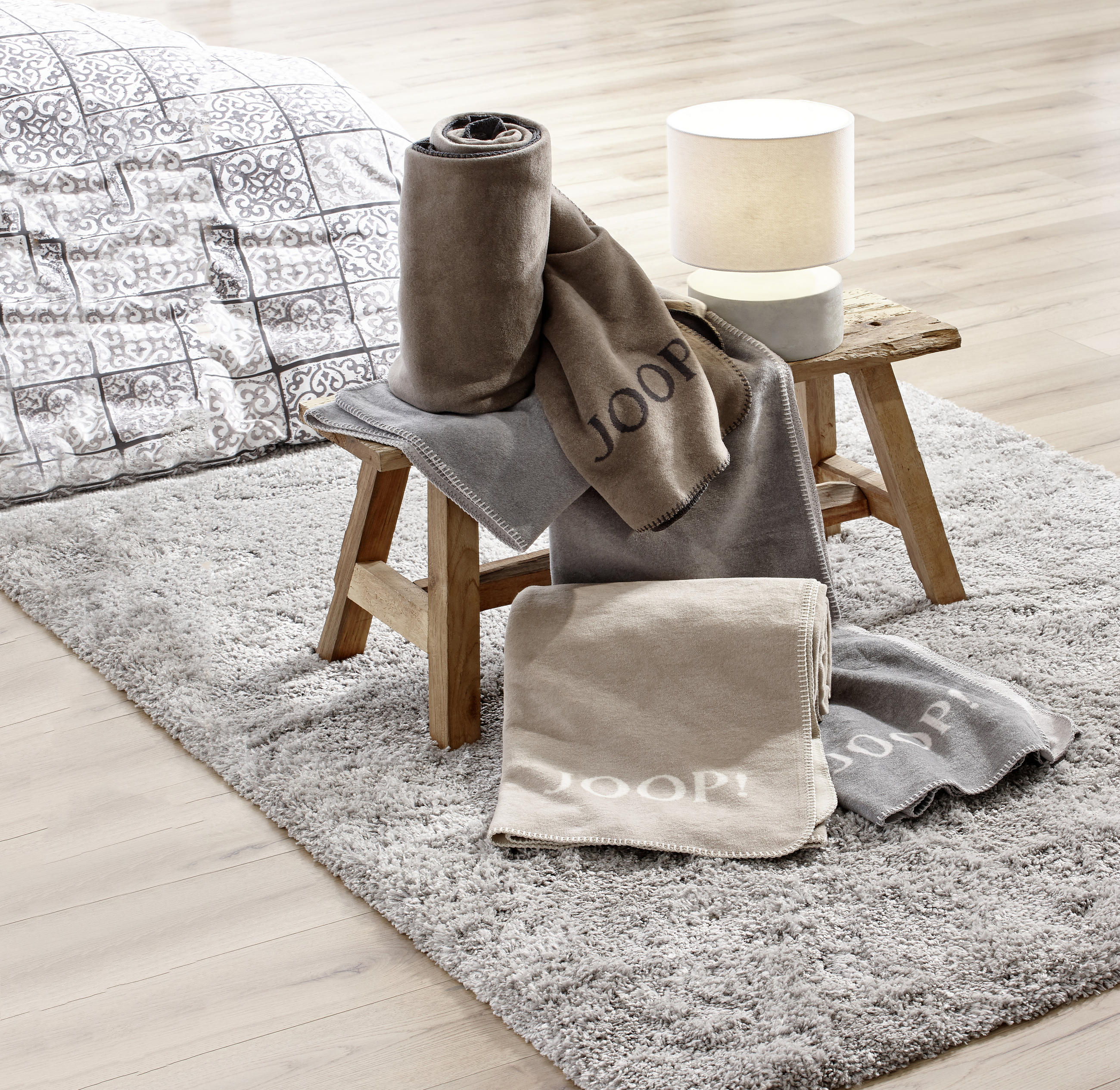 WOHNDECKE Uni Doubleface 150/200 cm  - Taupe/Anthrazit, Basics, Textil (150/200cm) - Joop!