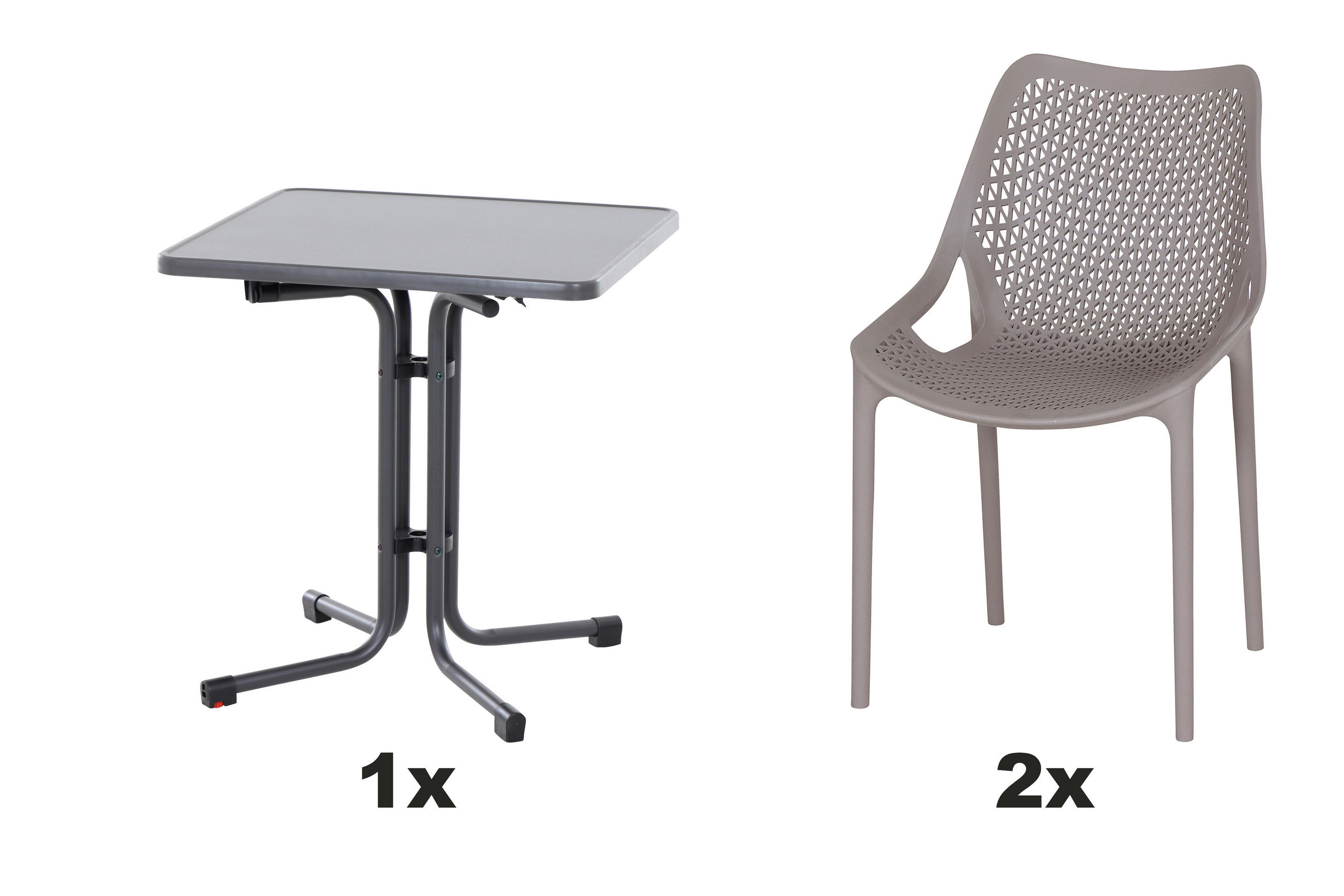 GARTENGARNITUR 3-teilig  - Taupe/Anthrazit, Basics, Holzwerkstoff/Kunststoff (70/81/70cm) - Siena Garden