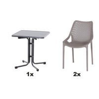 GARTENGARNITUR 3-teilig Stahl 3-teilig  - Taupe/Anthrazit, Basics, Kunststoff/Metall (70/81/70cm) - Siena Garden