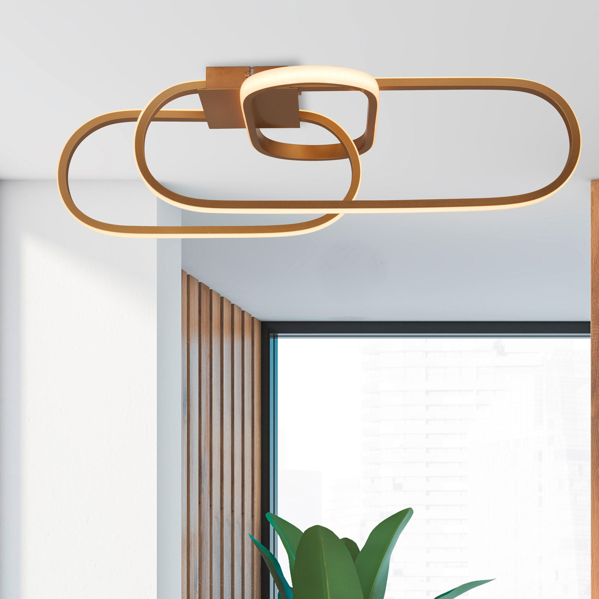 PLAFONIERĂ CU LED - alb/auriu, Design, metal (65/38,5/18cm)