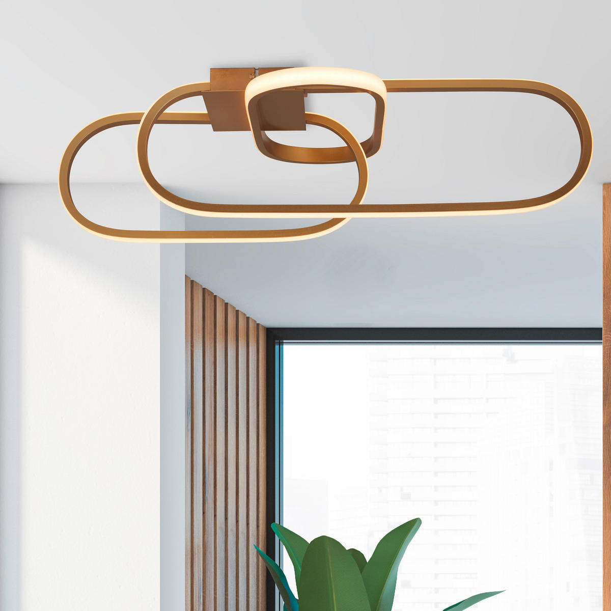 LED-TAKLAMPA Clip 65/38,5/18 cm  - vit/guldfärgad, Design, metall (65/38,5/18cm)