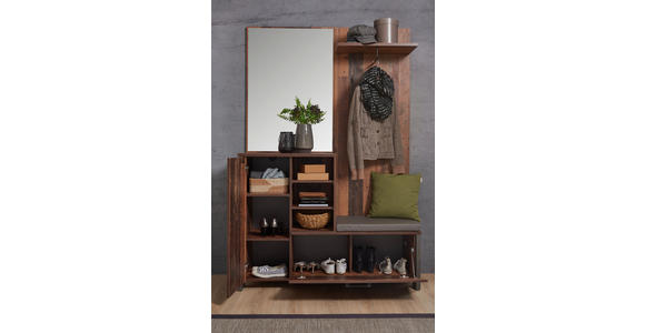 GARDEROBE 132/201/42 cm  - Dunkelgrau, Trend, Glas/Leder (132/201/42cm) - Carryhome