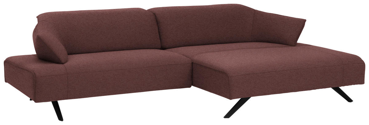 ECKSOFA in Struktur Rosa  - Anthrazit/Rosa, Design, Textil/Metall (276/165cm) - Himolla