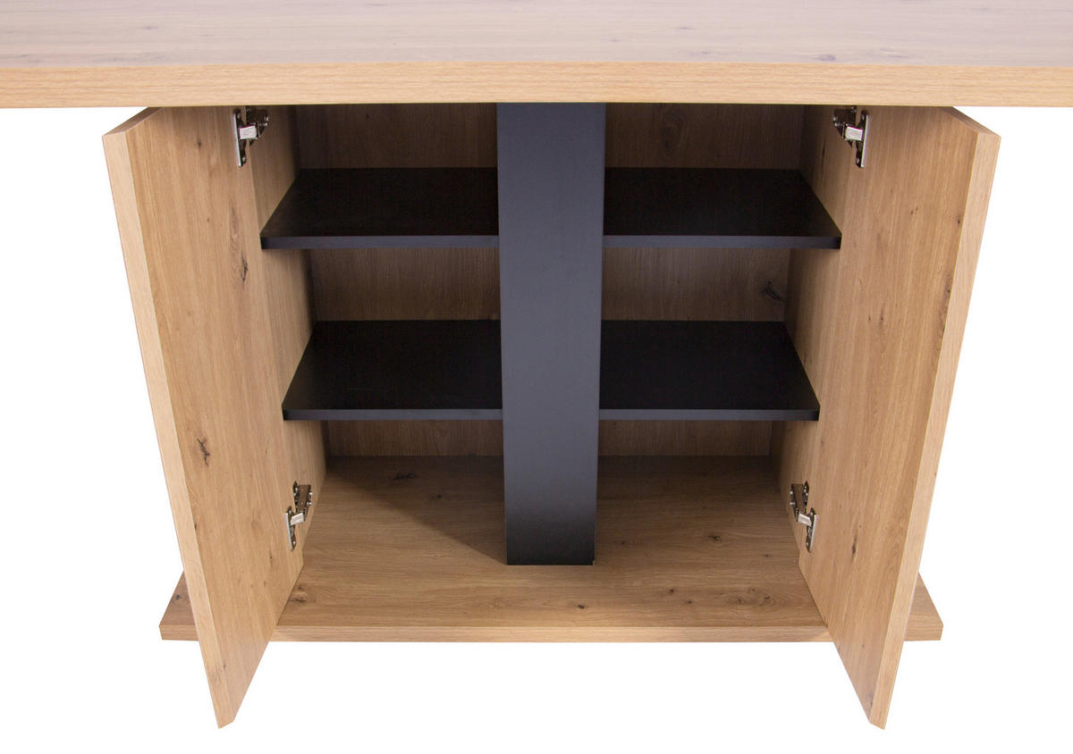 ESSTISCH 160/90/76 cm Nachbildung  Holzwerkstoff Stauraum rechteckig Schwarz, Eiche Artisan  - Schwarz/Eiche Artisan, MODERN, Holzwerkstoff (160/90/76cm) - Livetastic