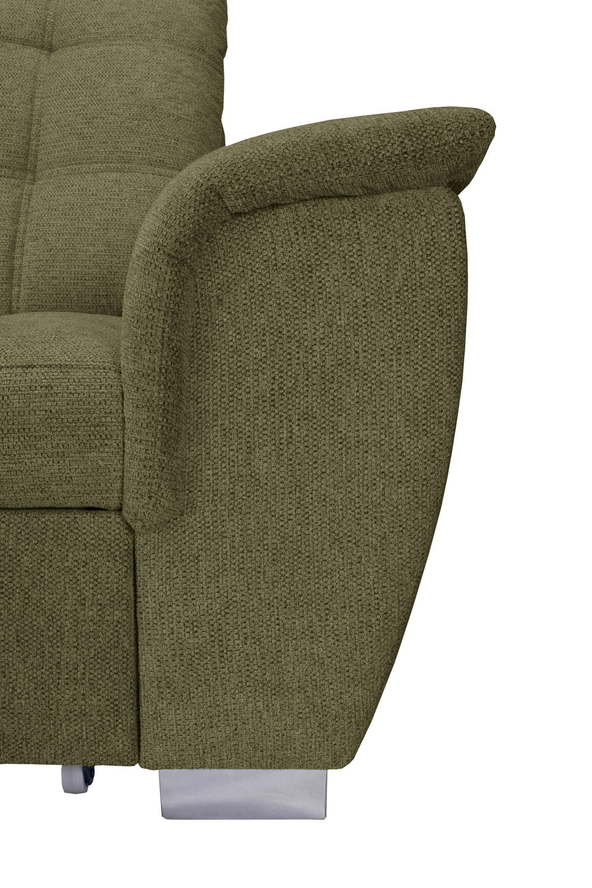 ECKSOFA Olivgrün Chenille  - Chromfarben/Olivgrün, KONVENTIONELL, Kunststoff/Textil (205/260cm) - Carryhome