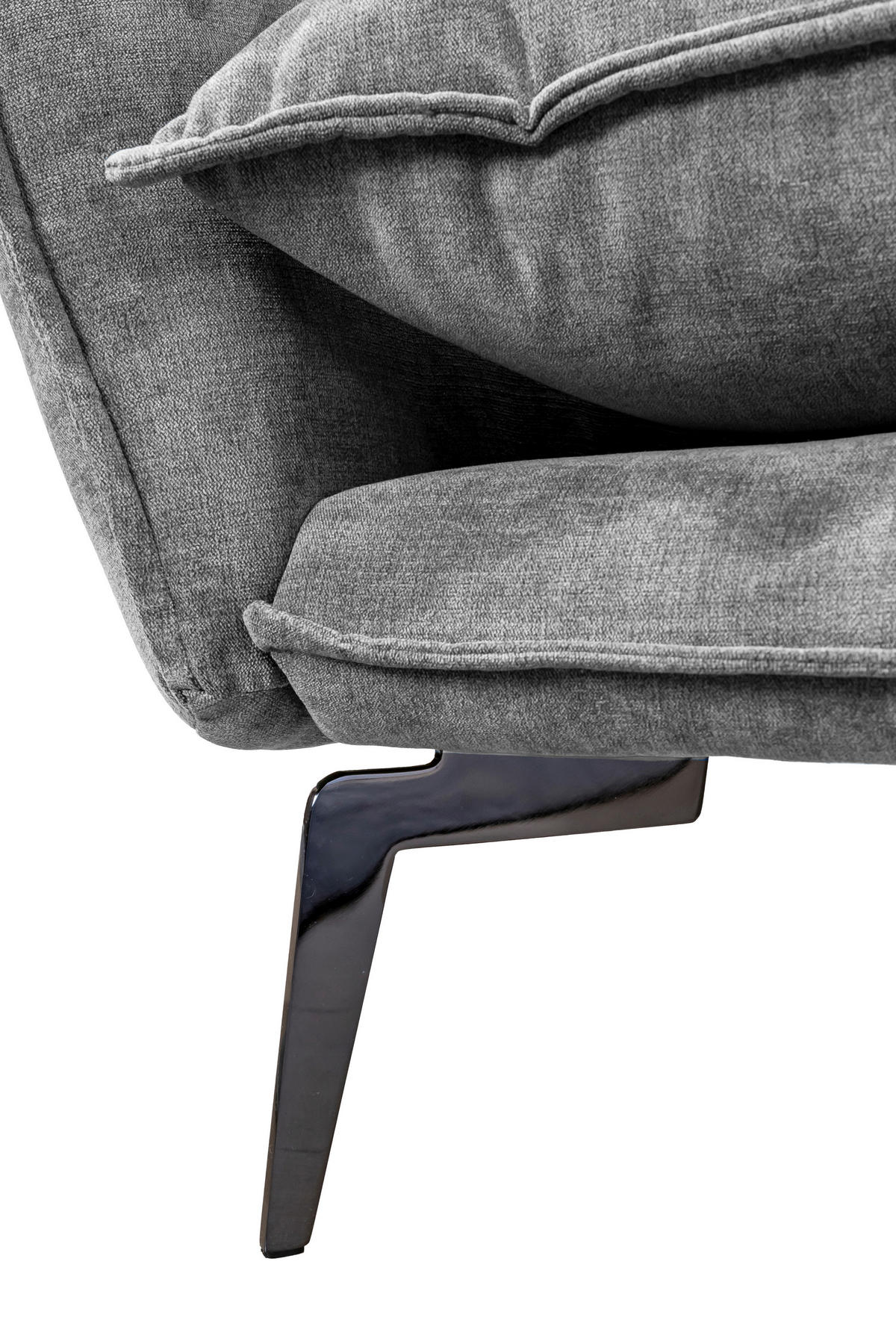 ECKSOFA in Webstoff Anthrazit  - Anthrazit/Schwarz, Design, Textil/Metall (338/165cm) - Hom`in