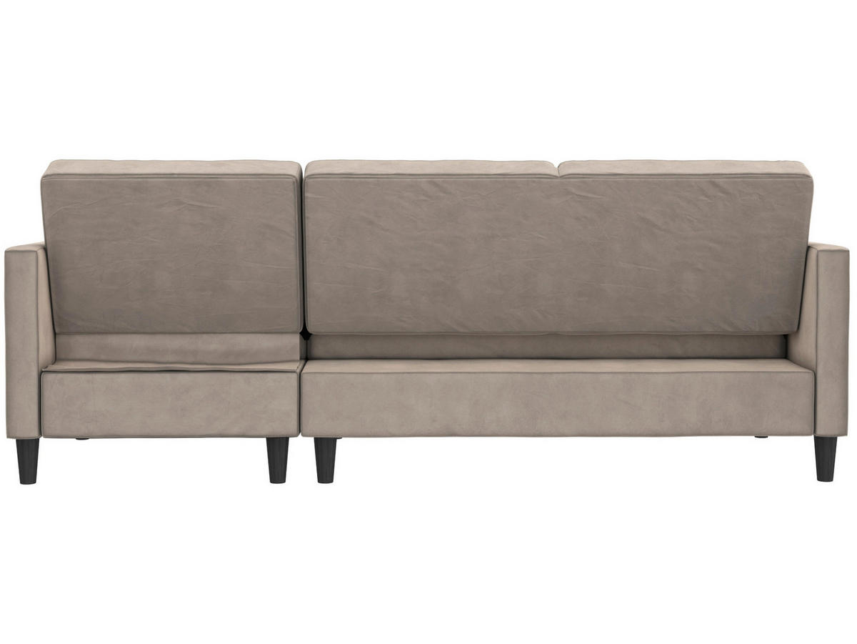 ECKSOFA PALERMO in Velours Taupe  - Taupe/Schwarz, Basics, Kunststoff/Textil (213/154cm) - Livetastic