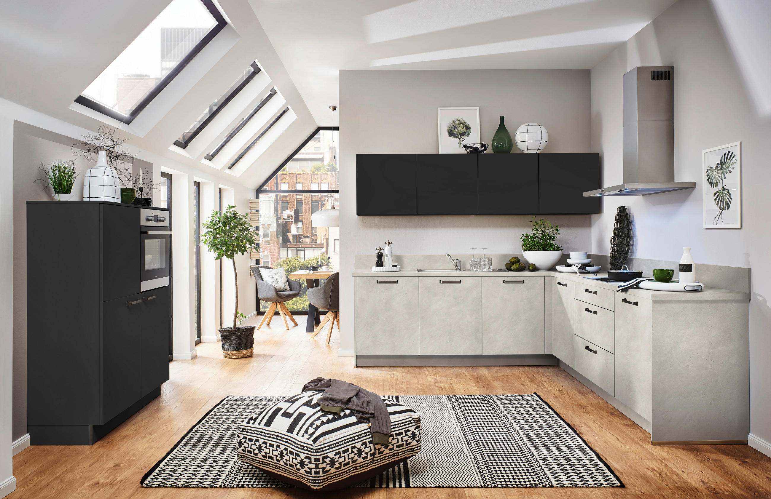 EINBAUKÜCHE LUCCA  - Schwarz/Grau, MODERN, Holzwerkstoff - Nolte Küchen