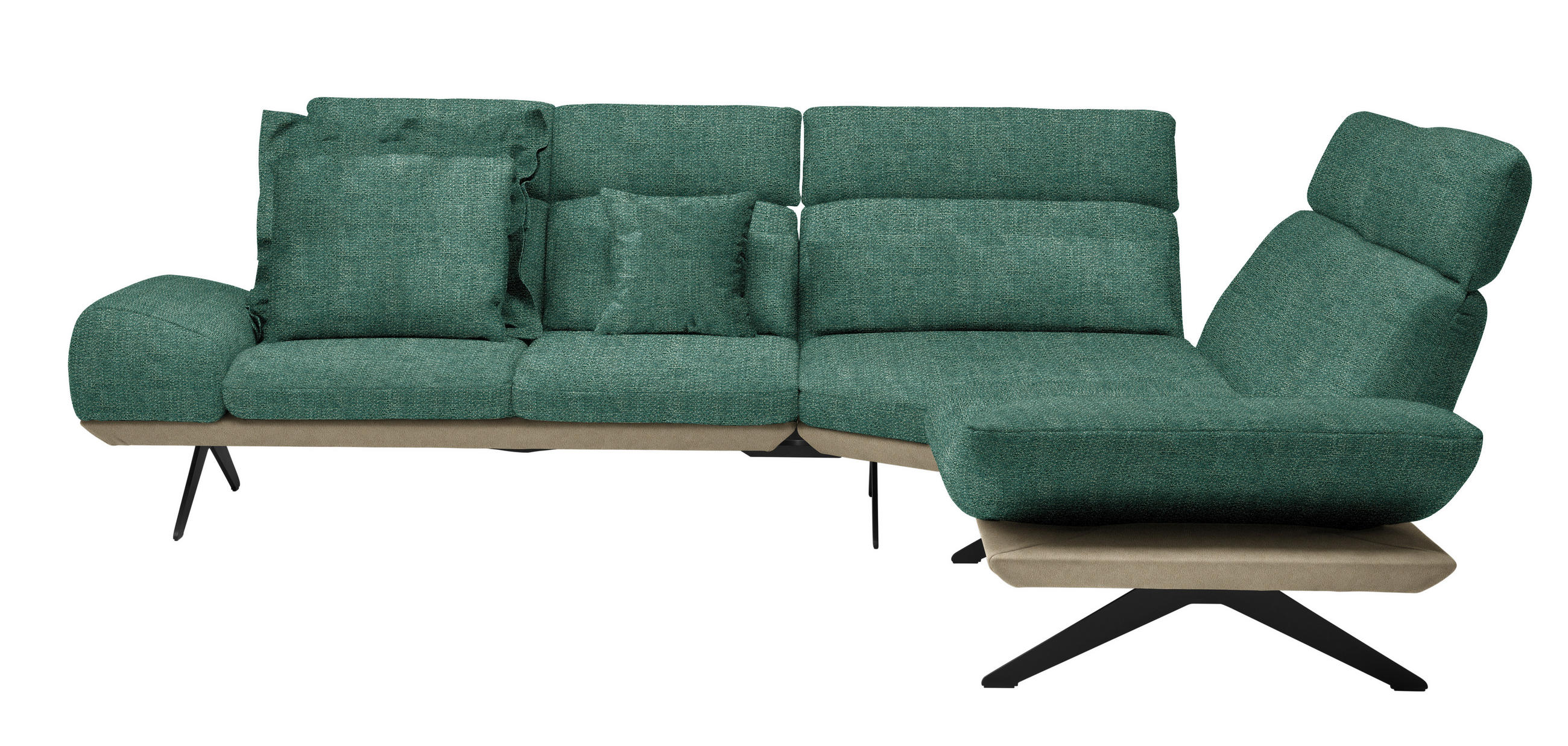 ECKSOFA  in Chenille, Flachgewebe Grün  270/239 cm  - Schwarz/Grün, Design, Textil/Metall (270/239cm) - Koinor