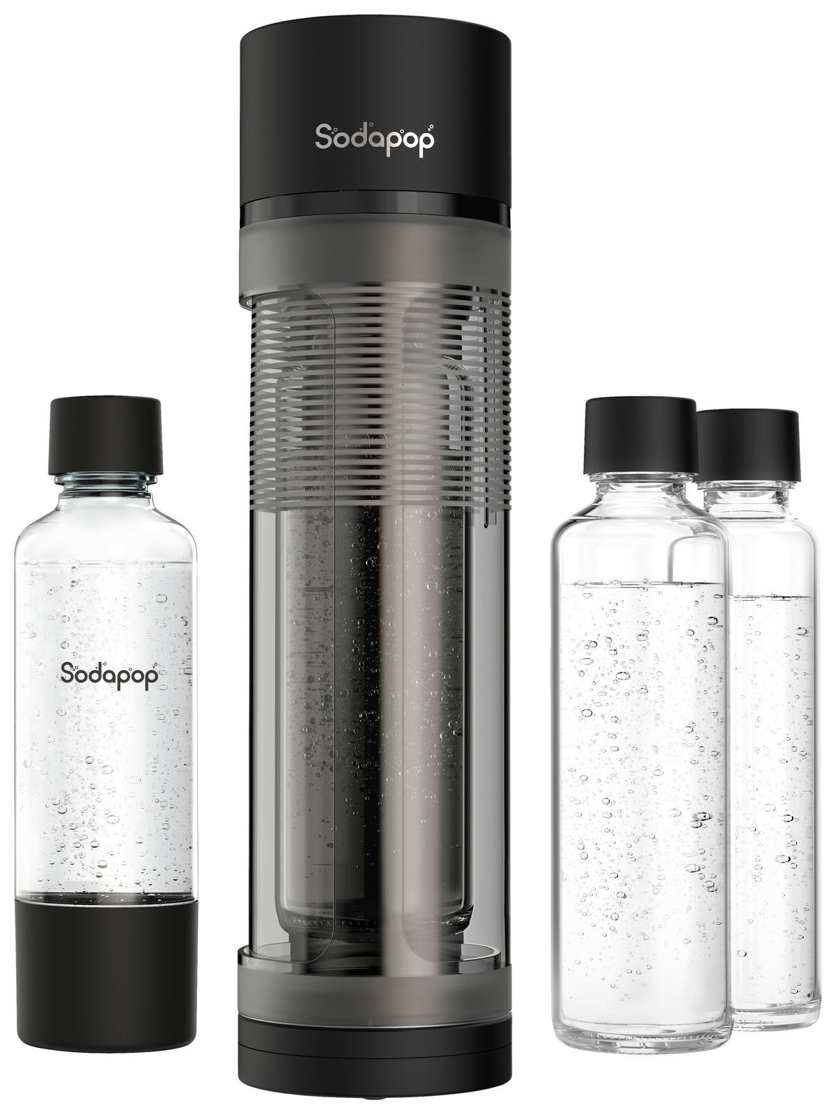 WASSERSPRUDLER Logan  - Schwarz Hochglanz, Basics, Glas/Kunststoff (11.2/42.6/18.8cm) - Sodapop