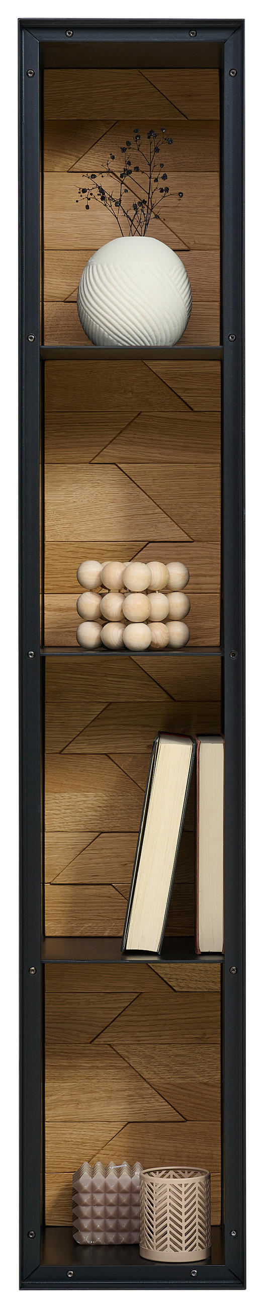 HÄNGEELEMENT Schwarz, Wildeiche 19/120/22 cm - Wildeiche/Schwarz, Natur, Holz/Metall (19/120/22cm) - Linea Natura