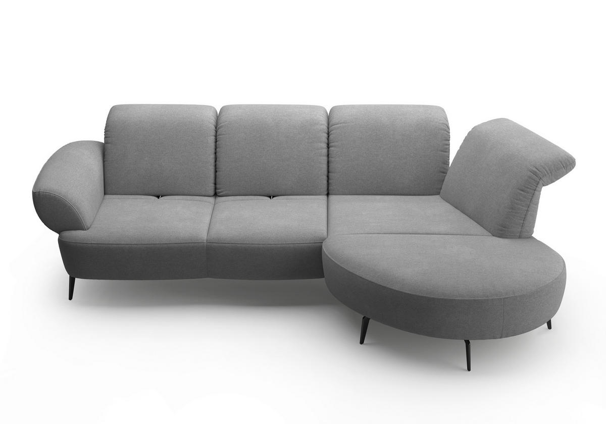 ECKSOFA DANCE E Grau Mikrofaser  - Schwarz/Grau, MODERN, Textil/Metall (313/208cm) - Sit & More