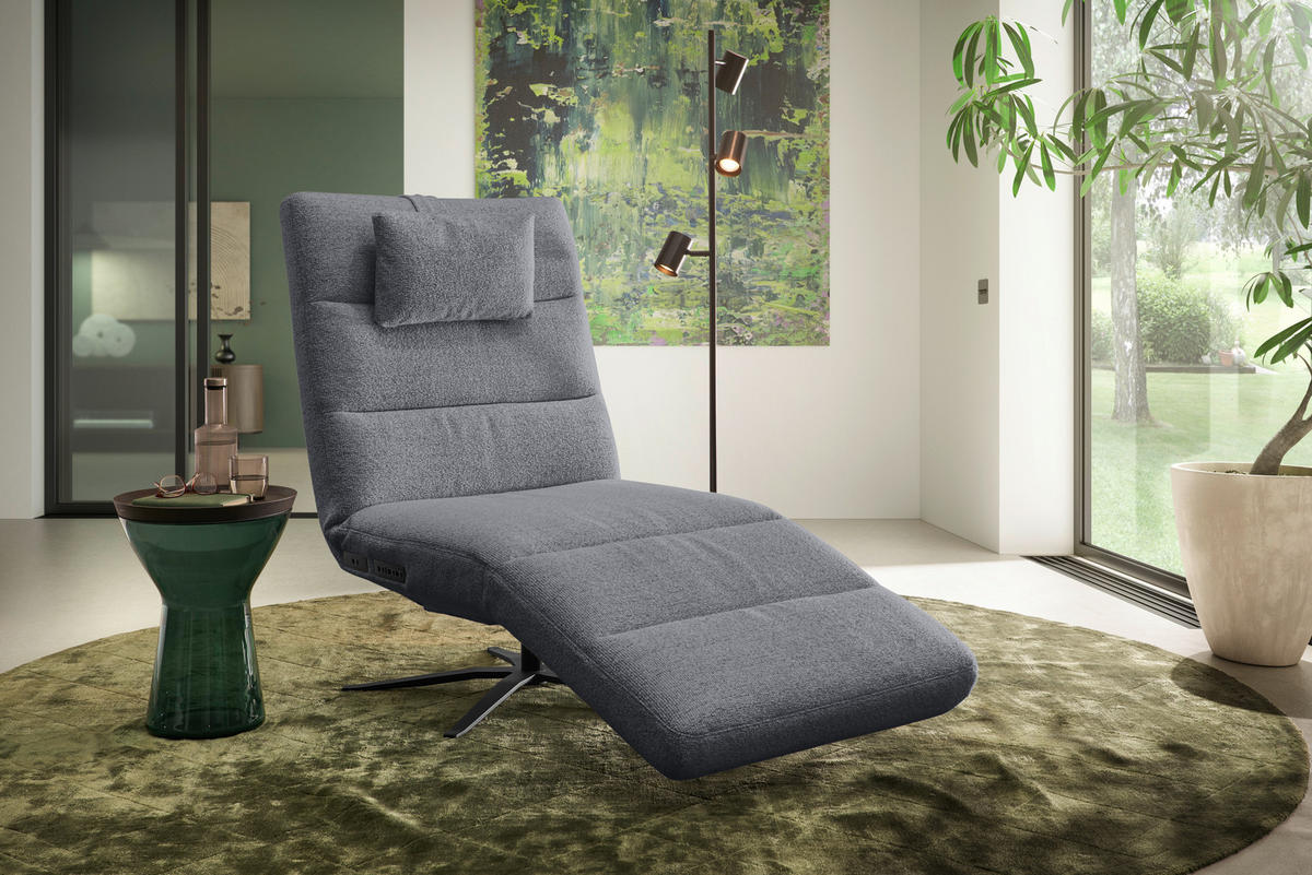 RELAXLIEGE inkl. Akku Flachgewebe Anthrazit  - Anthrazit/Schwarz, MODERN, Textil/Metall (82/53-115/156-206cm) - Pure Home Comfort