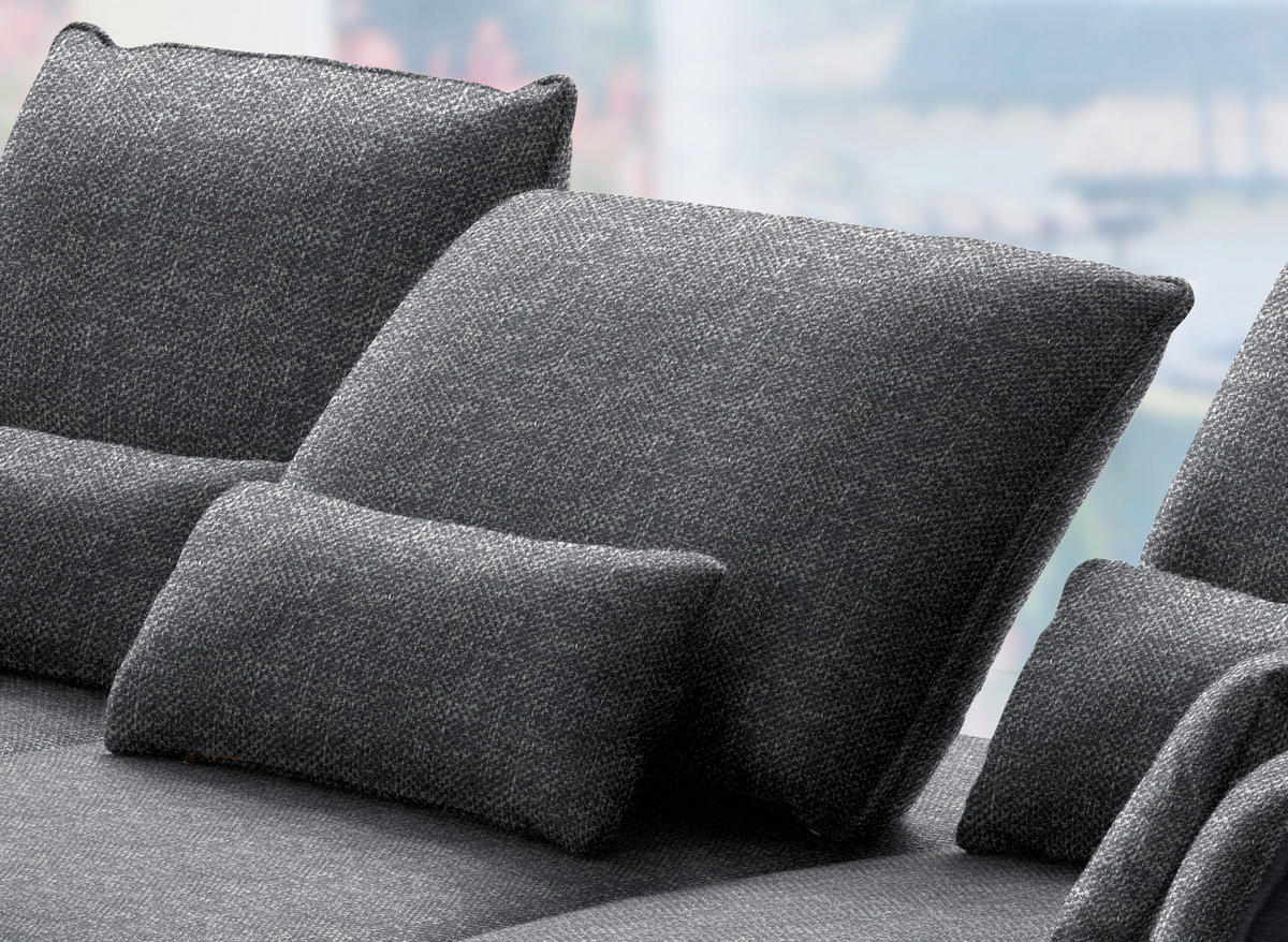 ECKSOFA in Flachgewebe Anthrazit  191/301 cm  - Anthrazit/Schwarz, Design, Textil/Metall (191/301cm) - Moderano