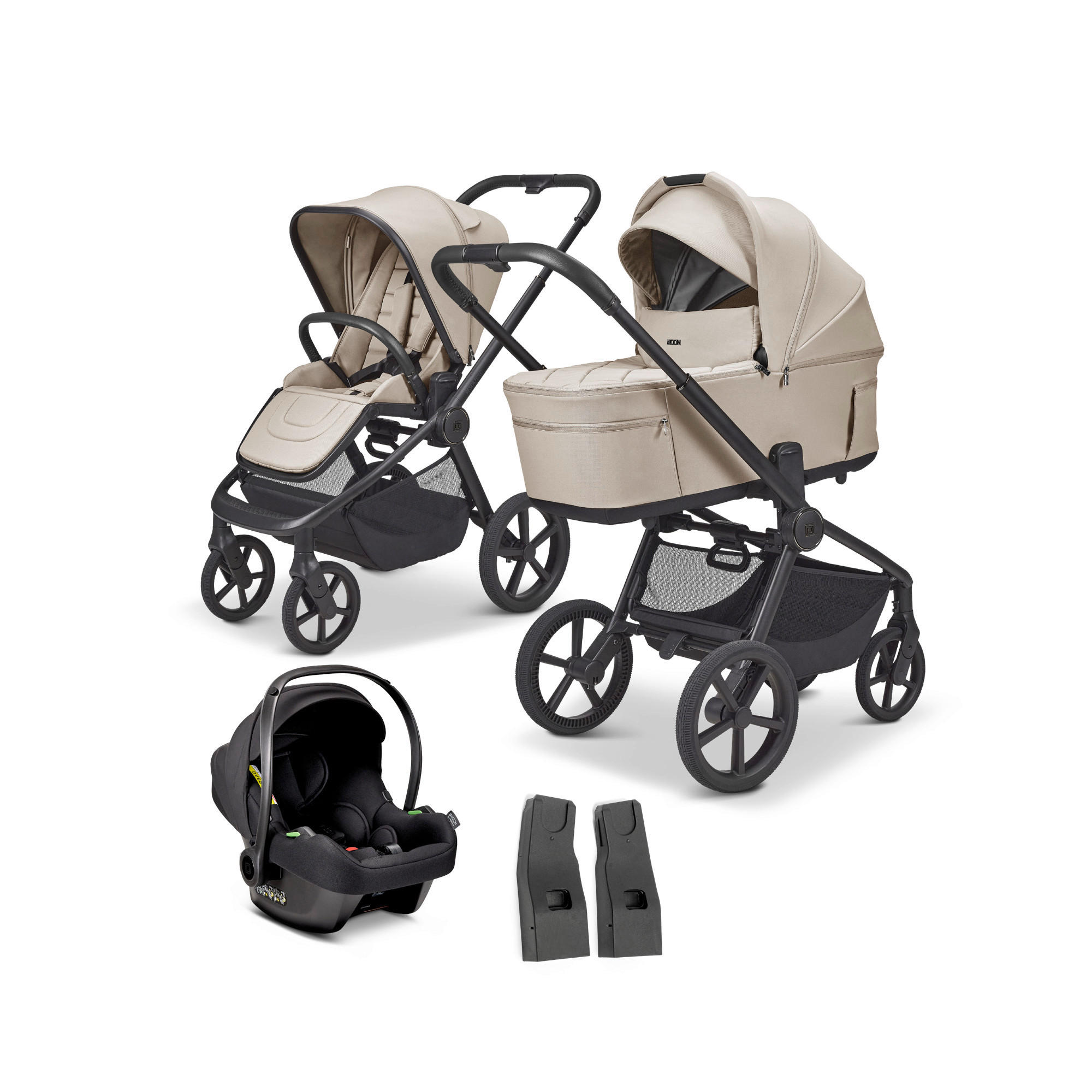 KINDERWAGENSET  RESA FOLD SET  sand  - Sandfarben/Schwarz, Basics, Textil/Metall (116/57/94cm) - Moon