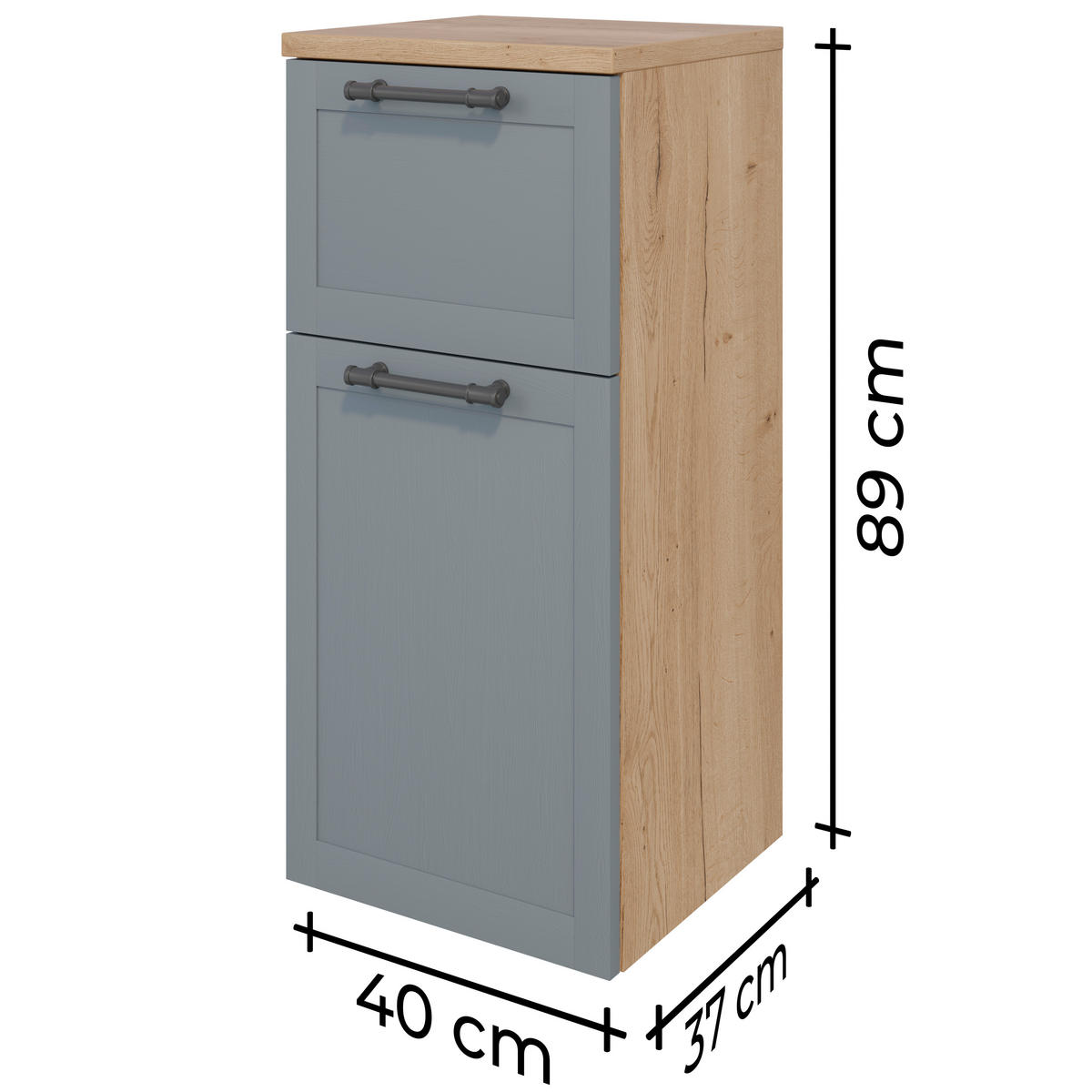 HIGHBOARD  - Edelstahlfarben/Eichefarben, MODERN, Holzwerkstoff/Metall (40/88,5/38cm) - Celina Home