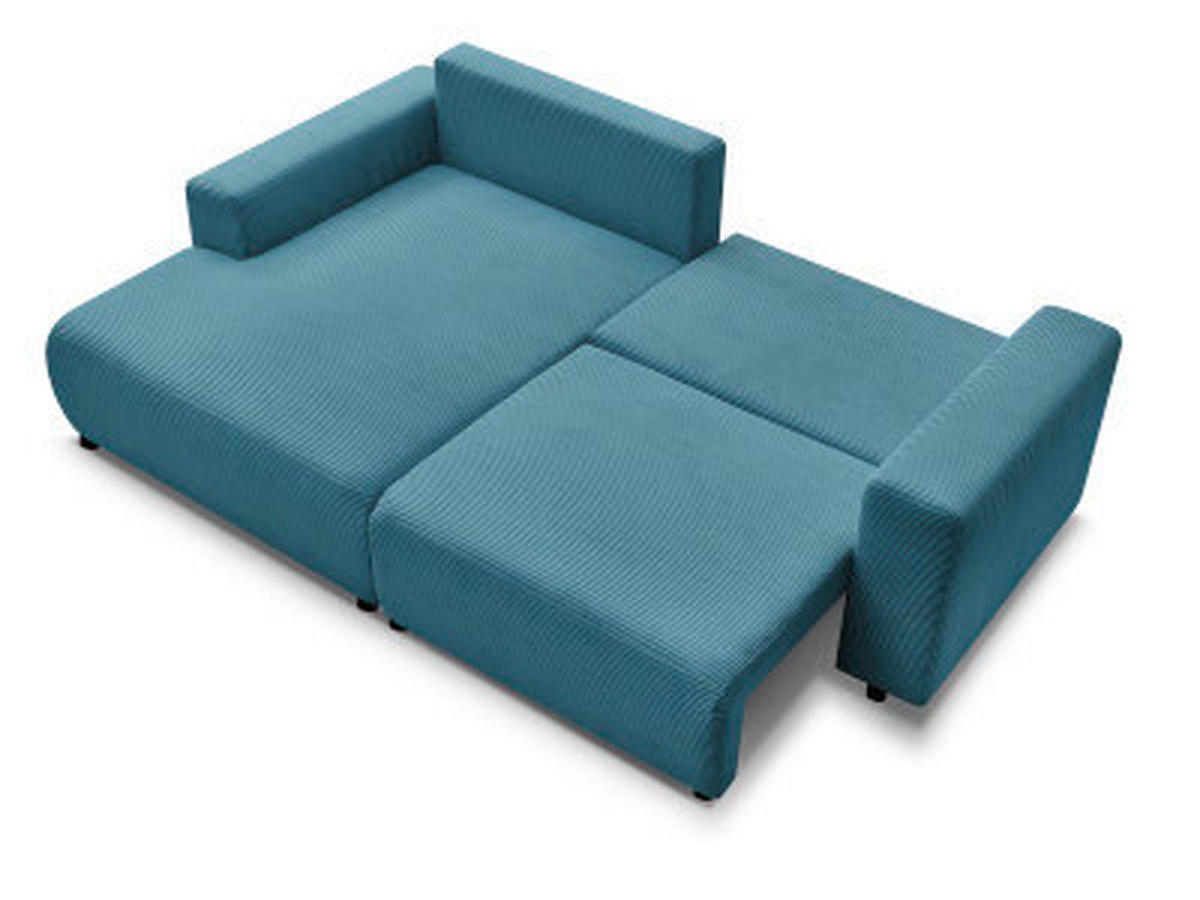 ECKSOFA Ottomane links  ATILLA Hellblau Cord  - Schwarz/Hellblau, MODERN, Kunststoff/Textil (149/244cm)