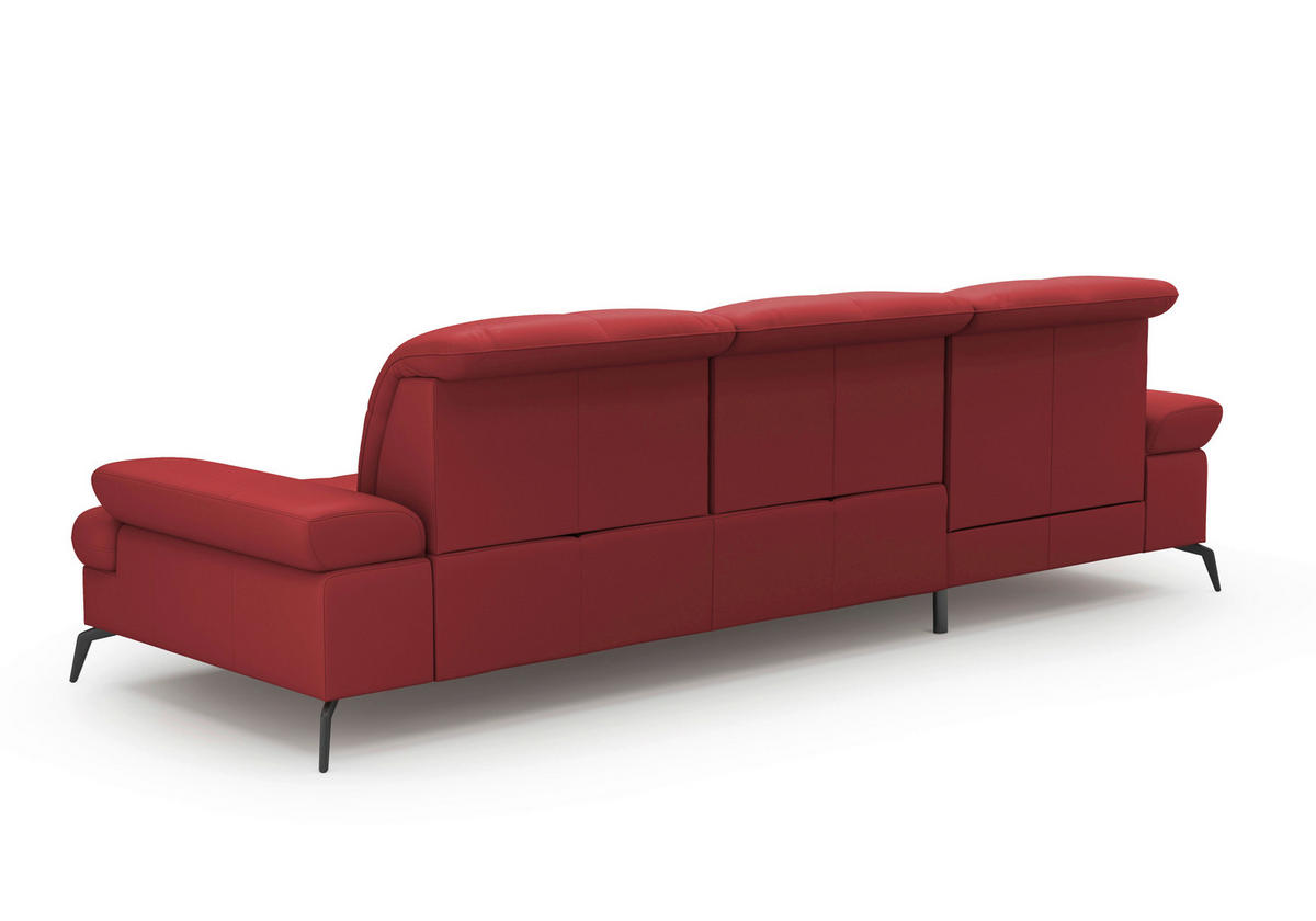 ECKSOFA in Echtleder Rot  - Rot/Schwarz, Konventionell, Leder/Metall (185/279cm) - Sit & More