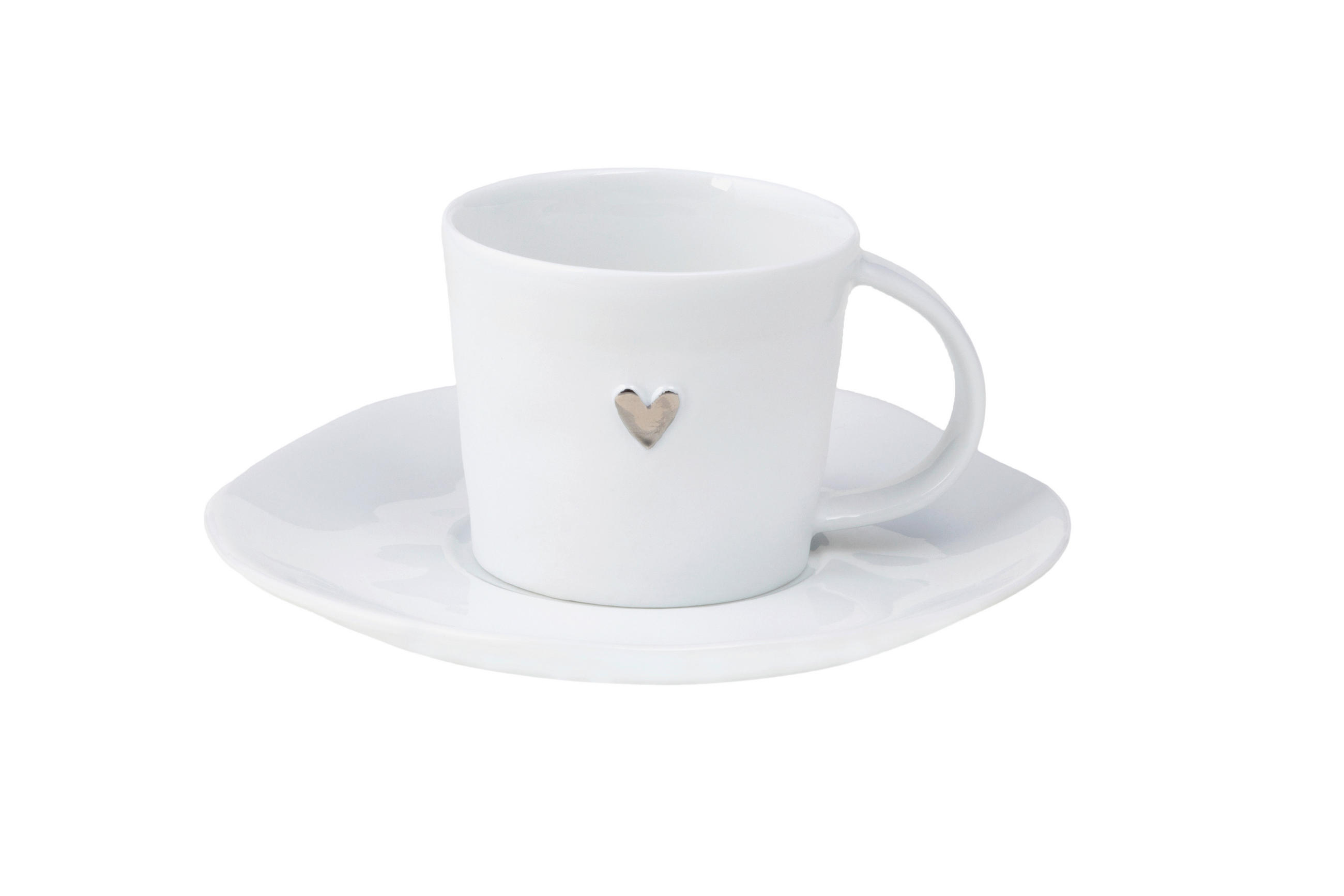 ESPRESSOTASSE  - Weiss/Silberfarben, Design, Keramik (6/5cm) - Räder