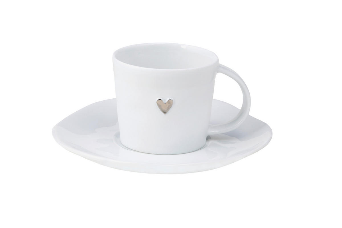 ESPRESSOTASSE  - Weiss/Silberfarben, Design, Keramik (6/5cm) - Räder