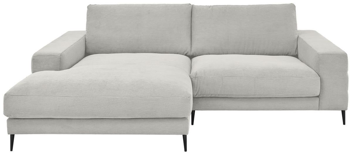 ECKSOFA in Feincord Weiss  - Weiss/Schwarz, Design, Textil/Metall (177/253cm) - Dieter Knoll
