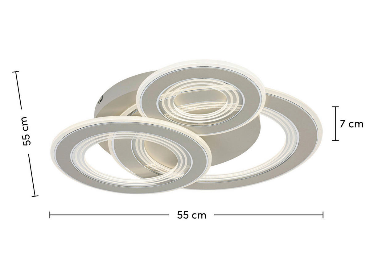 DECKENLEUCHTE    55/55/7 cm  - Sandfarben/Chromfarben, Trend, Kunststoff/Metall (55/55/7cm) - Novel