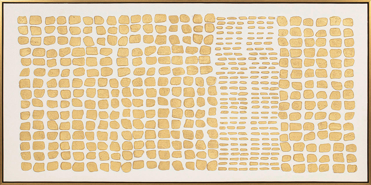 LEINWANDBILD Abstraktes Goldfarben  - Goldfarben, Basics, Holz (140/70/4,5cm)