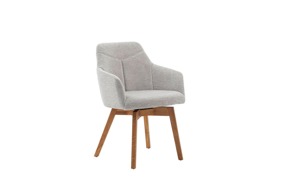 ARMLEHNSTUHL   Bouclé  - Wildeiche/Hellgrau, MODERN, Holz/Textil (58/83/57cm) - MID.YOU