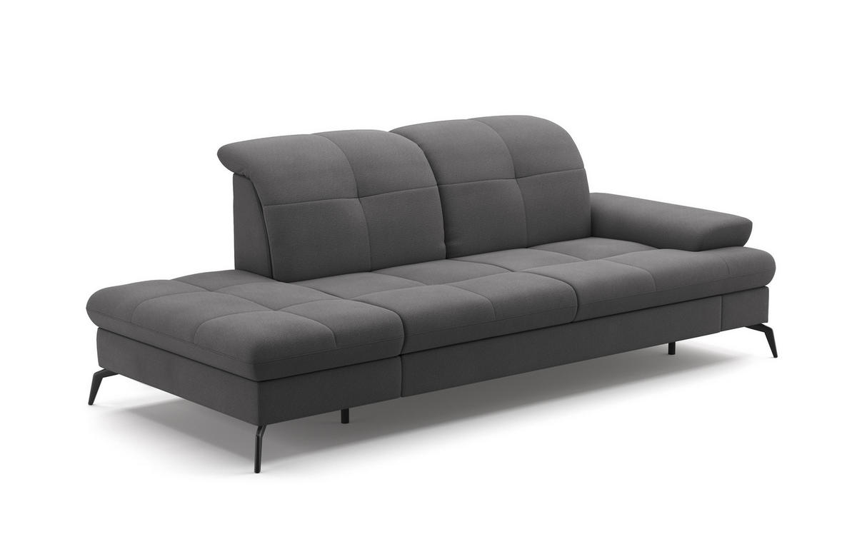 RÉCAMIERE in Flachgewebe Grau  - Schwarz/Grau, KONVENTIONELL, Textil/Metall (231/90/122cm) - Sit & More