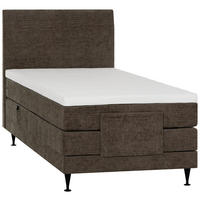 BOXSPRINGBETT 120/200 cm,  in Braun, Matratze, Topper, motorische Verstellbarkeit, Fernbedienung, H4 = sehr fest  - Schwarz/Braun, Konventionell, Holzwerkstoff/Textil (120/200cm) - Welnova