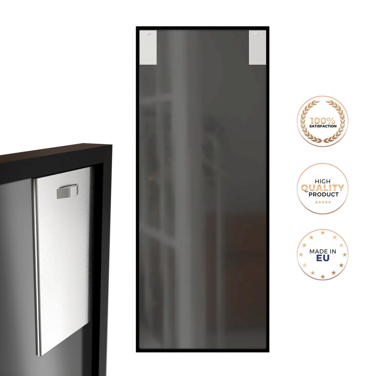 DEKOSPIEGEL  60/150 cm   in rechteckig  - Schwarz, Basics, Glas/Holz (60/150cm)