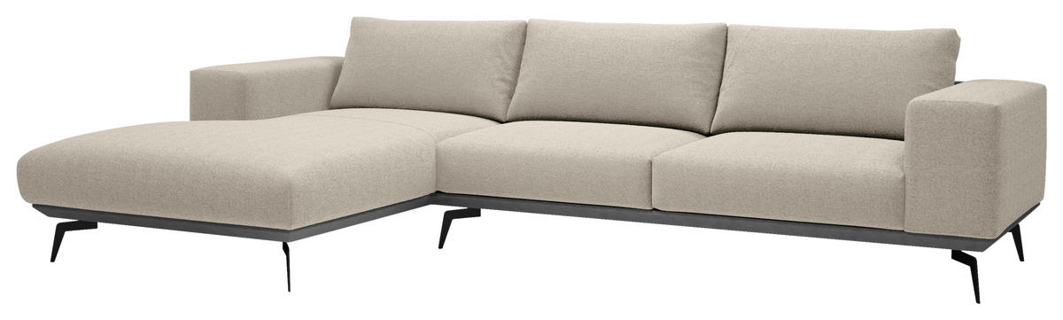 HÖRNSOFFA i chenille cremefärgad  - svart/cremefärgad, Design, metall/trä (330/180cm) - MID.YOU