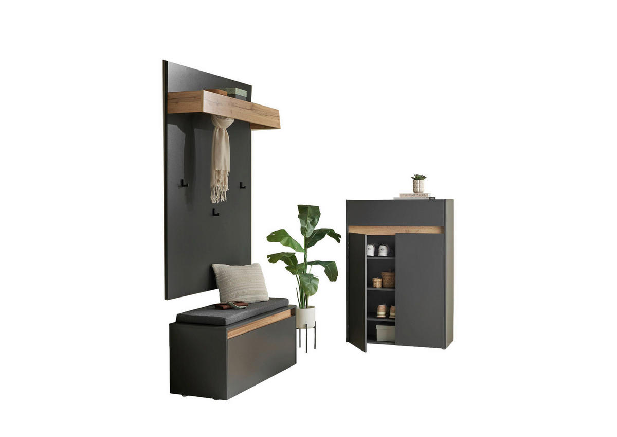 GARDEROBE 4-teilig  in 185/200/40 cm  - Anthrazit/Eiche Wotan, Design, Holzwerkstoff/Textil (185/200/40cm) - Modante