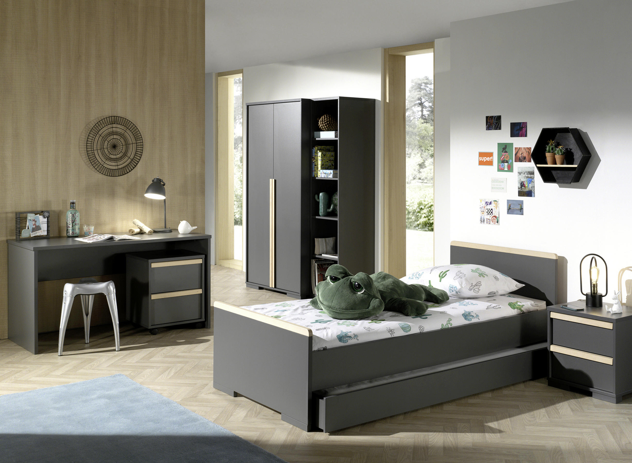 BETTKASTEN 198/17,5/93,7 cm Anthrazit  - Anthrazit, MODERN, Holzwerkstoff (198/17,5/93,7cm) - MID.YOU