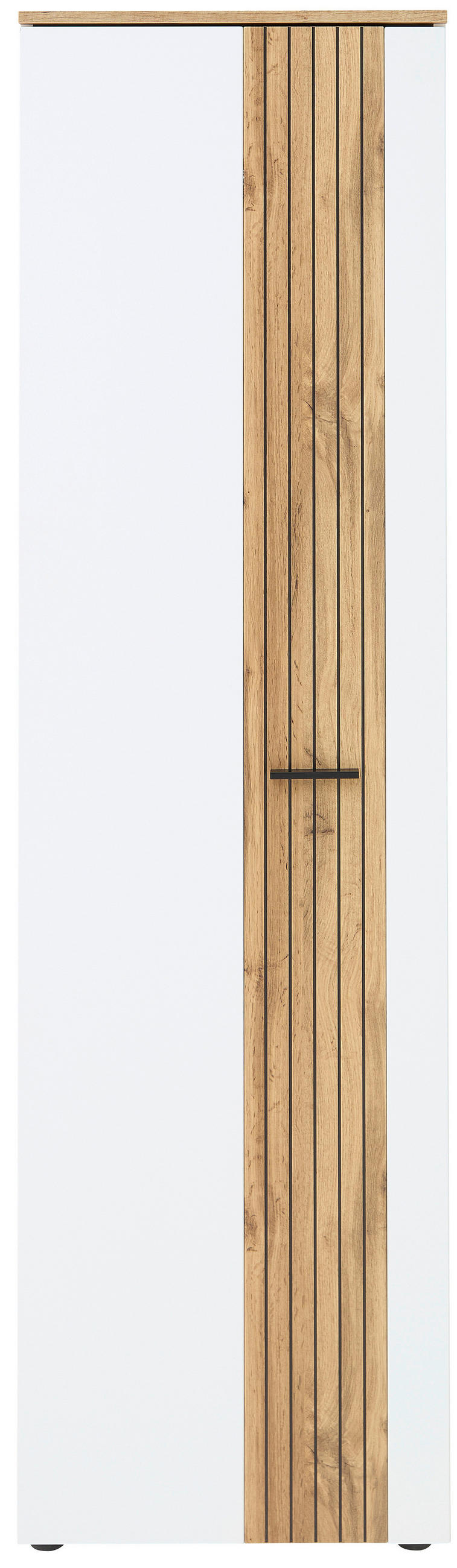 Xora Garderobenschrank Weiß, Eiche 57x202x38 cm
