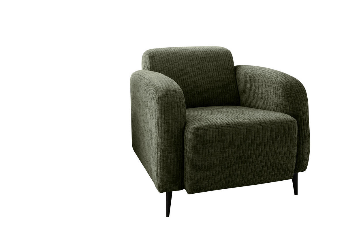 SESSEL Velours Olivgrün    - Schwarz/Olivgrün, MODERN, Textil/Metall (85/76/90cm) - Livetastic