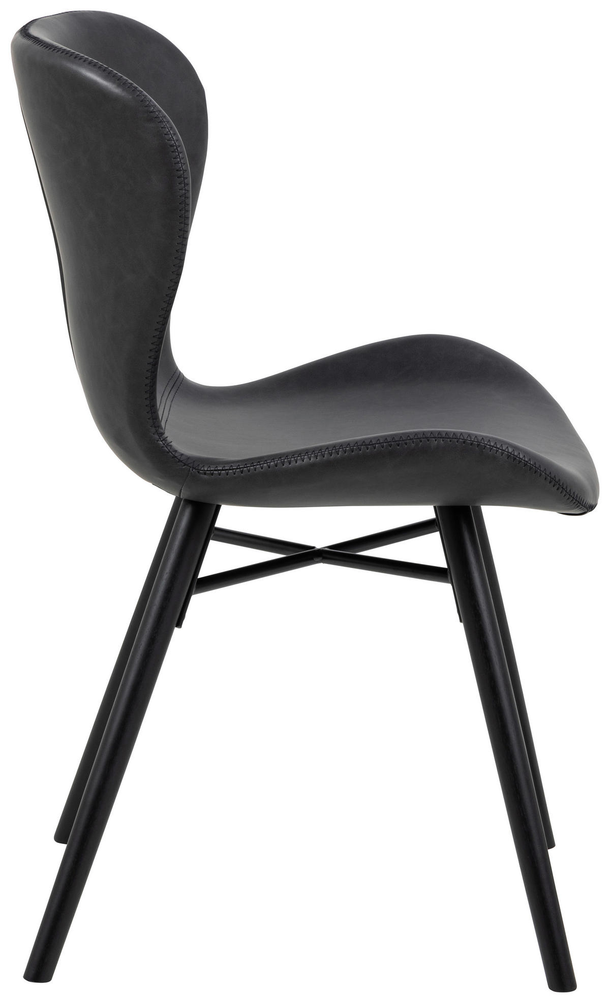 STUHL  in Lederlook  - Schwarz, Lifestyle, Holz/Textil (47/82,5/56cm) - Ambia Home