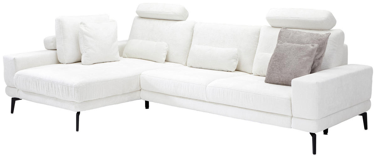 ECKSOFA Naturfarben Chenille  - Schwarz/Naturfarben, KONVENTIONELL, Textil/Metall (184/294cm) - SetOne by Musterring