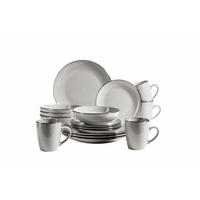 KOMBISERVICE 16-teilig Metallic Rim  - Grau, Basics, Keramik (34/31,5/32cm) - Mäser