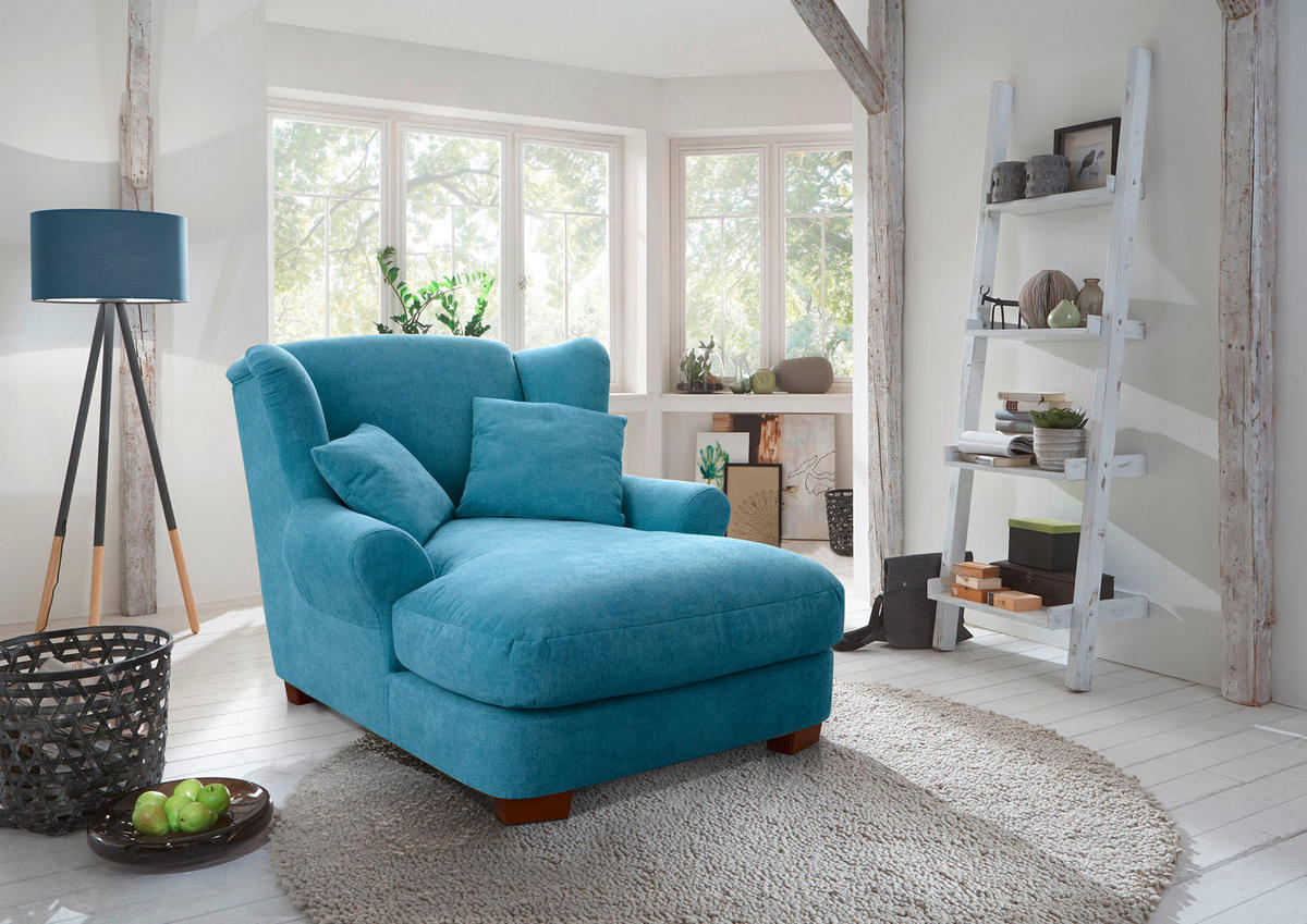 XXL-SESSEL Flachgewebe Hellblau    - Hellblau, ROMANTIK / LANDHAUS, Holz/Textil (120/101/142cm) - Cantus