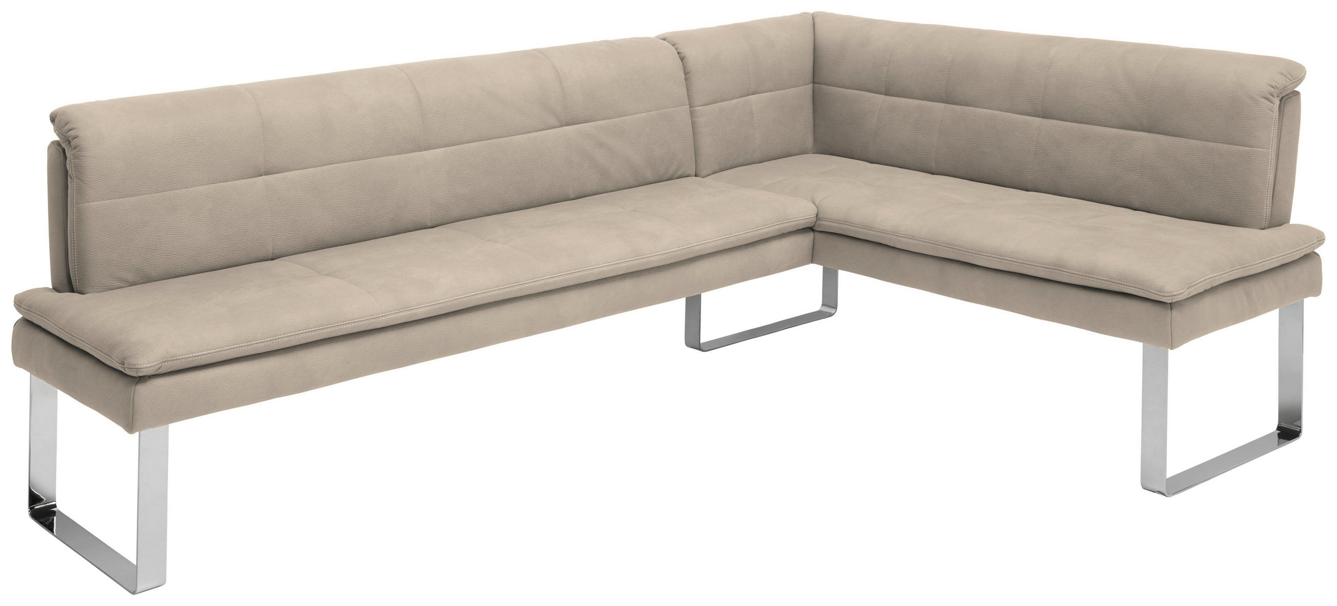 ECKBANK 213/154 cm Mikrofaser Chromfarben, Sandfarben Metall   - Sandfarben/Chromfarben, Design, Textil/Metall (213/154cm) - Novel