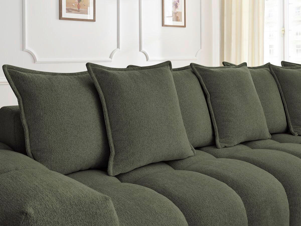 ECKSOFA Ottomane rechts  EVEREST Grün Flachgewebe  - Schwarz/Grün, MODERN, Kunststoff/Textil (352/210cm)