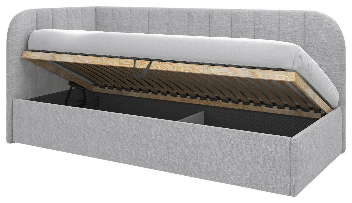 POLSTERBETT 90/200 cm,  in Grau, Lattenrost, Bettkasten,  - Schwarz/Grau, MODERN, Holz/Holzwerkstoff (90/200cm) - MID.YOU