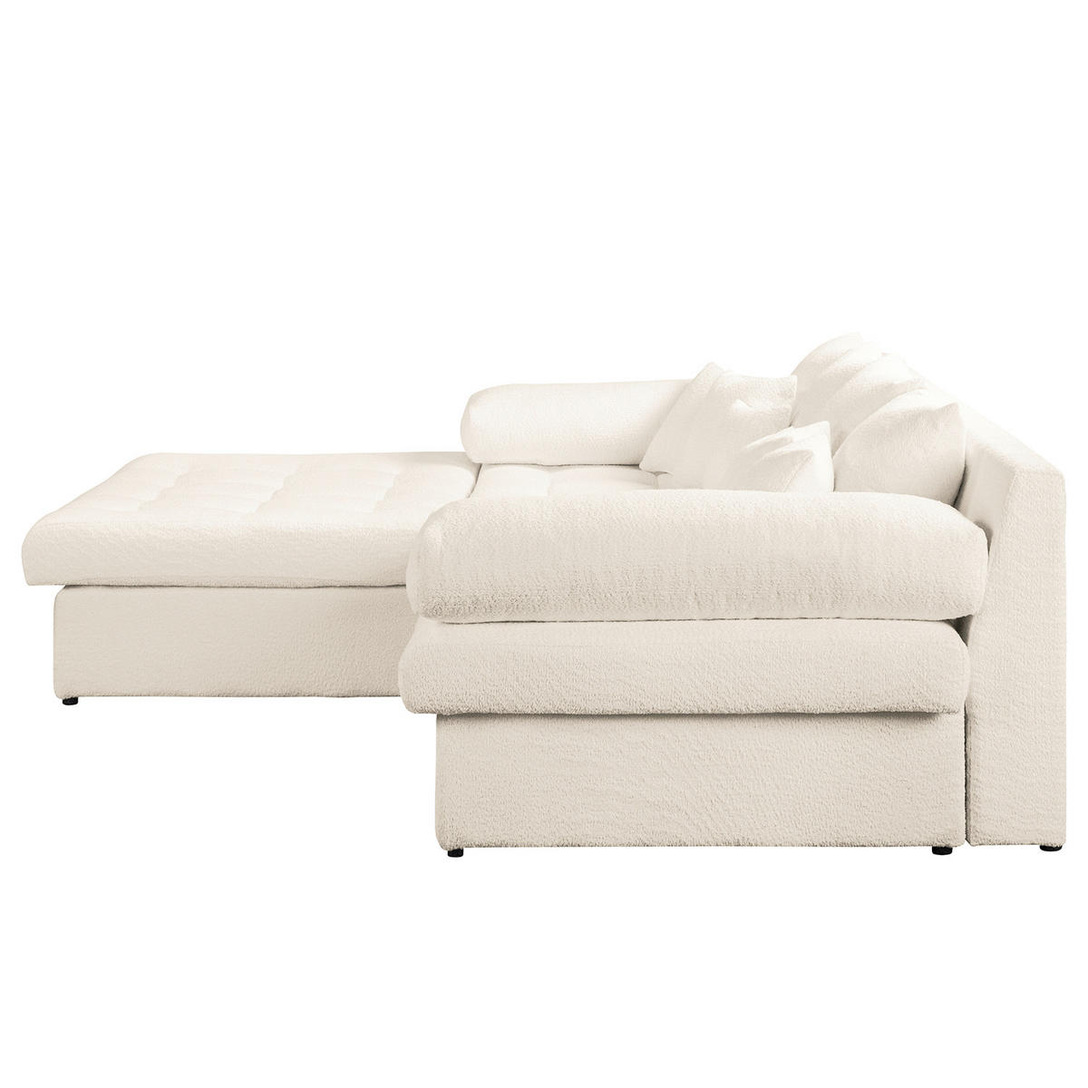 ECKSOFA Chenille Creme  - Creme/Schwarz, Design, Kunststoff/Textil (243/284cm) - P & B