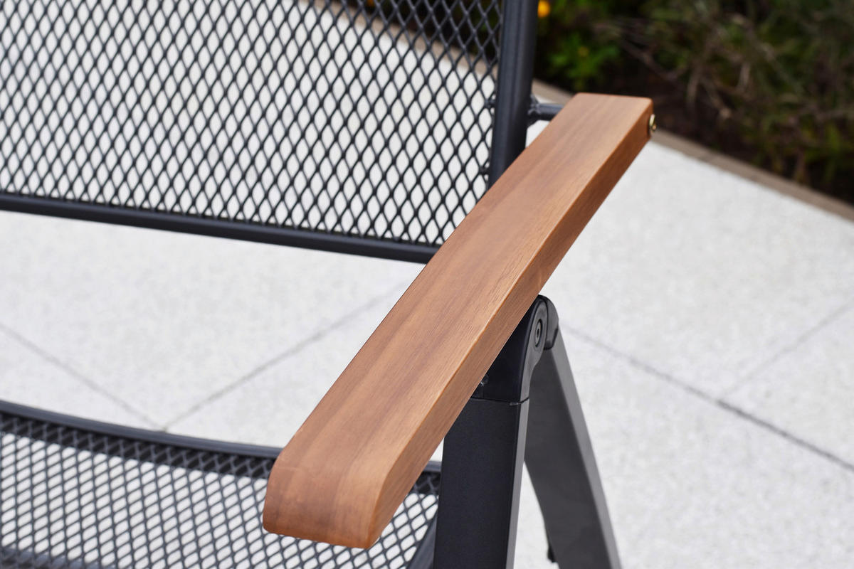 GARTENKLAPPSTUHL in Metall Graphitfarben, Naturfarben  - Graphitfarben/Naturfarben, KONVENTIONELL, Metall (59,7/114/64,5cm) - Gardenson