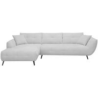 ECKSOFA 215/320 cm  in Chenille Silberfarben Armlehnenkissen, Rücken echt, Sitztiefenverstellung  215/320 cm  - Silberfarben/Schwarz, KONVENTIONELL, Textil/Metall (215/320cm) - Hom`in