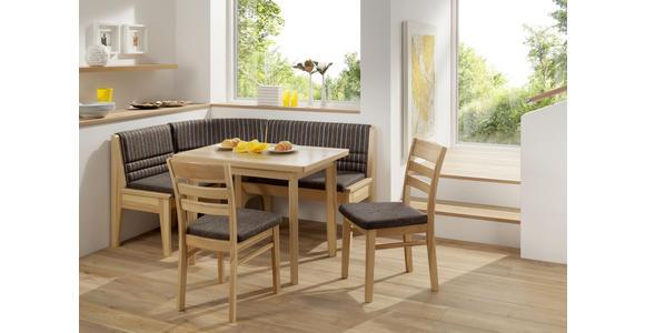 ECKBANKGRUPPE beflockt Kernbuche Grau, Buchefarben - Buchefarben/Grau, KONVENTIONELL, Textil (124/84/161cm) - Venda