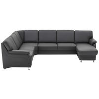 WOHNLANDSCHAFT Echtleder Anthrazit  - Anthrazit/Alufarben, Konventionell, Leder/Metall (239/329/165cm) - Beldomo Premium