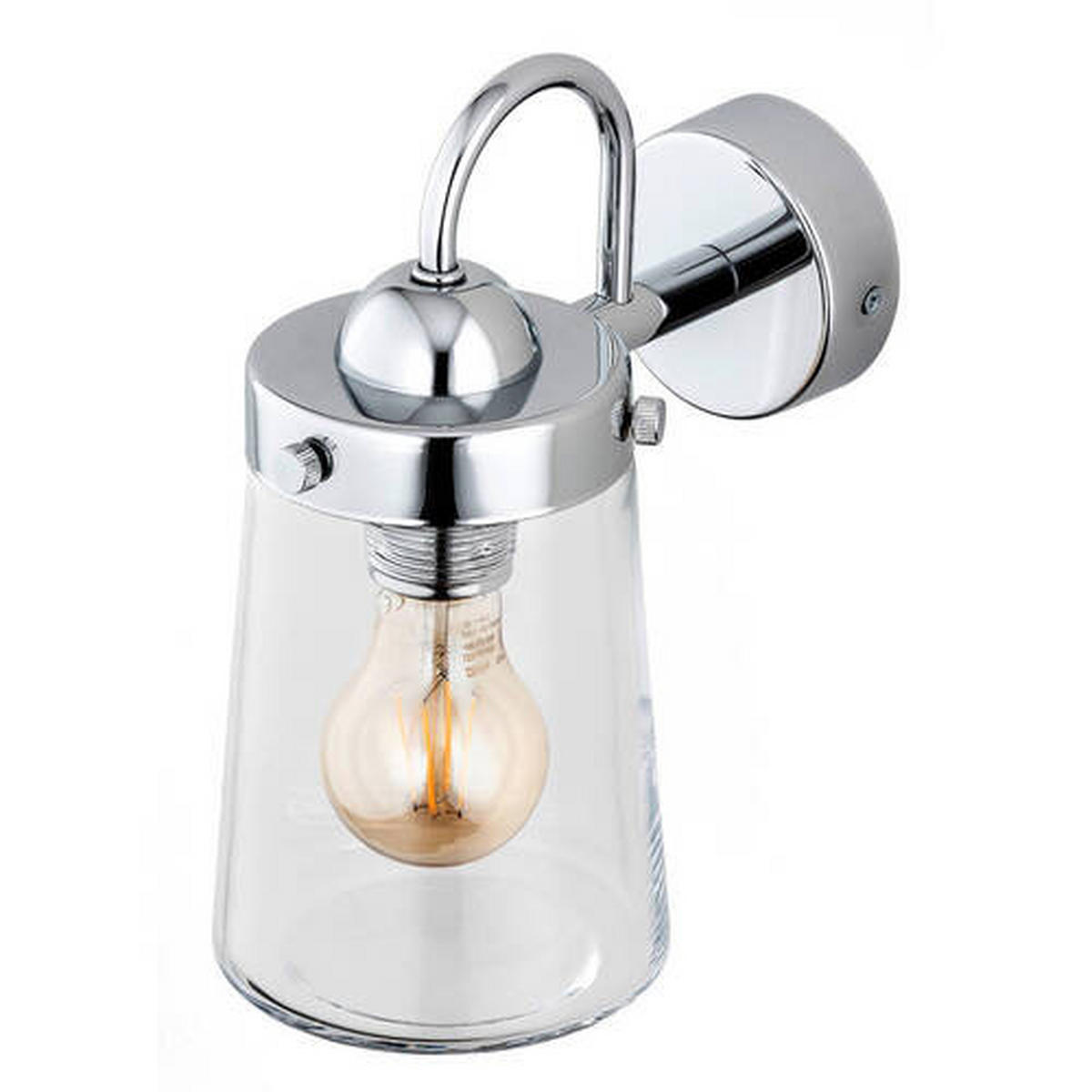 WANDLEUCHTE 26/20/12 cm   - Chromfarben/Transparent, KONVENTIONELL, Glas/Metall (26/20/12cm)